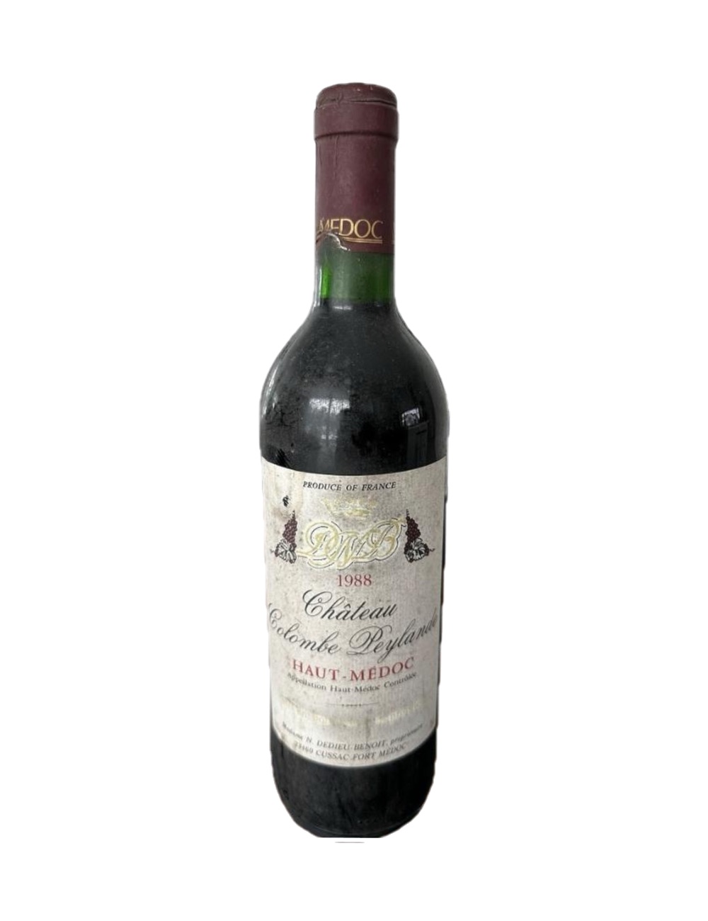 1988 Château Colombe-Peylande, Haut-Médoc — 38-year-old French wine, original label